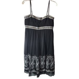 Maggy London Size 8 silk black dress Mini baby doll 90s Y2K